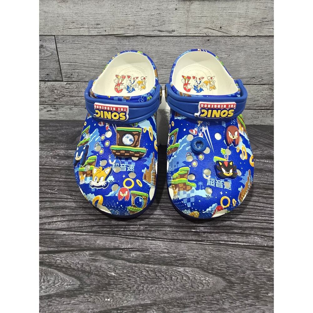 Crocs Sonic the Hedgehog Kids Blue Classic Clogs Jibbitz Charms Childs Size 12 - Picture 3 of 8